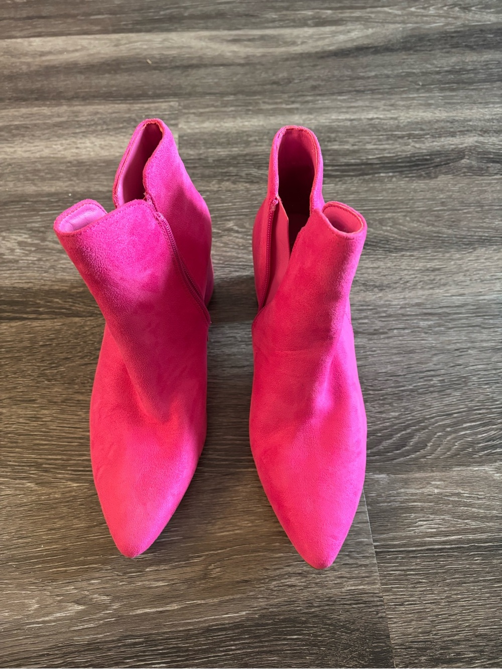 Women's Hot Pink Suede Ankle Boots